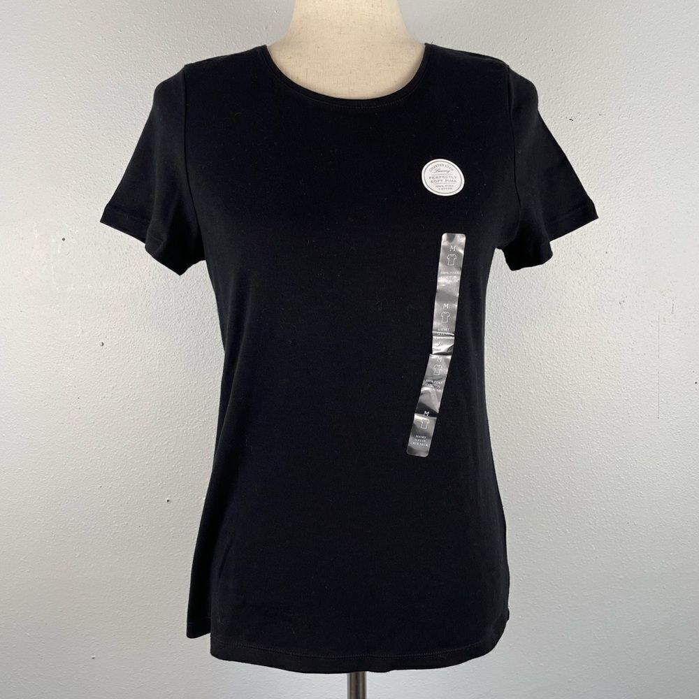 NWT Charter Club Pima Cotton Luxury Black T-Shirt Size M